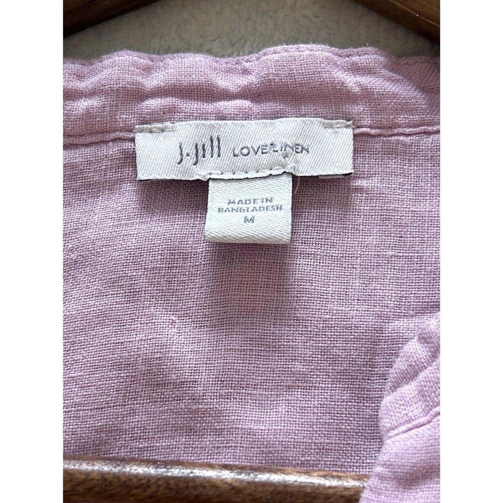 J. Jill Love Linen Shirt M Pink 100% Linen Button Front Tunic Casual Lightweight - Picture 13 of 14